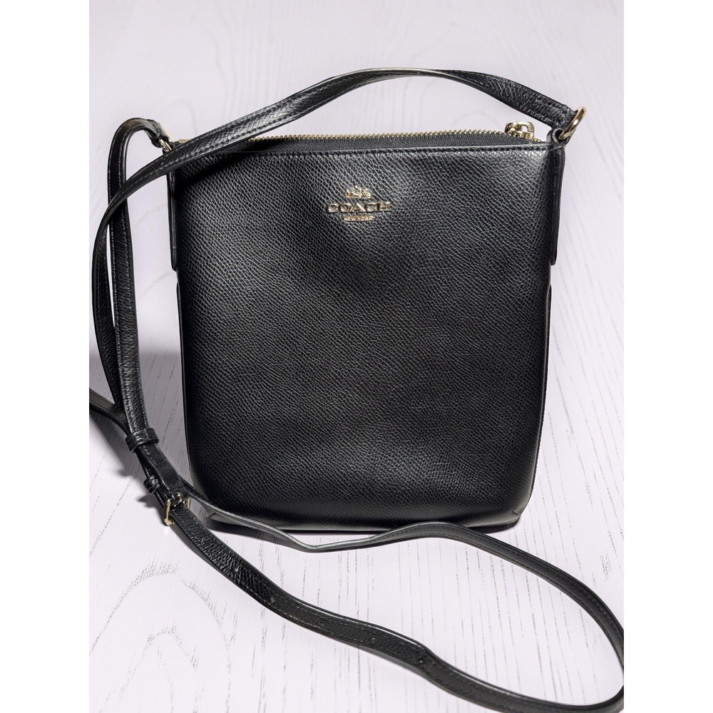 COACH Rowan Crossgrain Leather Crossbody Shoulder Bag F36063 Black EUC